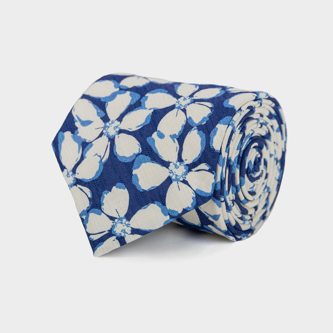 The Deep Blue Lochmoor Print Tie Tie- Ledbury