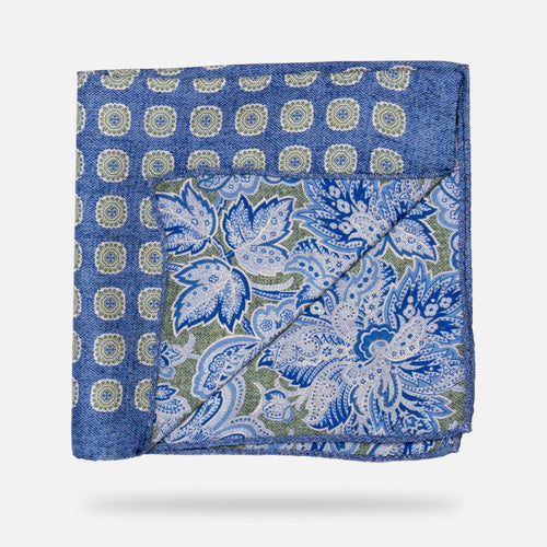 The Blue Burnham Print Pocket Square