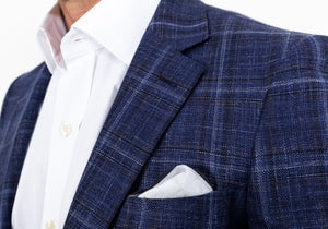 The Dark Blue Bonnett Check Sport Coat Blazer- Ledbury