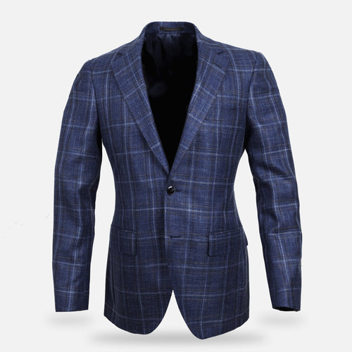 The Dark Blue Bonnett Check Sport Coat Blazer- Ledbury