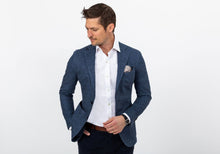 Load image into Gallery viewer, The Slate Blue Heather Broson Pique Knit Sport Coat Blazer- Ledbury