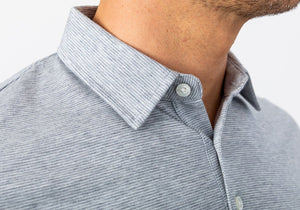 The Grey Overlake Stripe Polo Polo- Ledbury