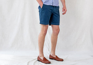 The Airforce Blue Richmond Washed Twill Short Shorts- Ledbury