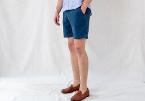 The Airforce Blue Richmond Washed Twill Short Shorts- Ledbury