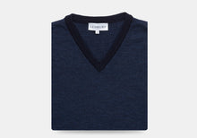 Load image into Gallery viewer, The Navy Emmons Stripe V-Neck Sweater