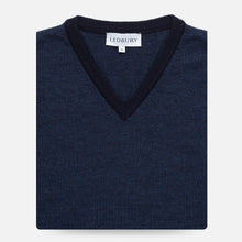 Load image into Gallery viewer, The Navy Emmons Stripe V-Neck Sweater
