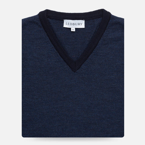 The Navy Emmons Stripe V-Neck Sweater