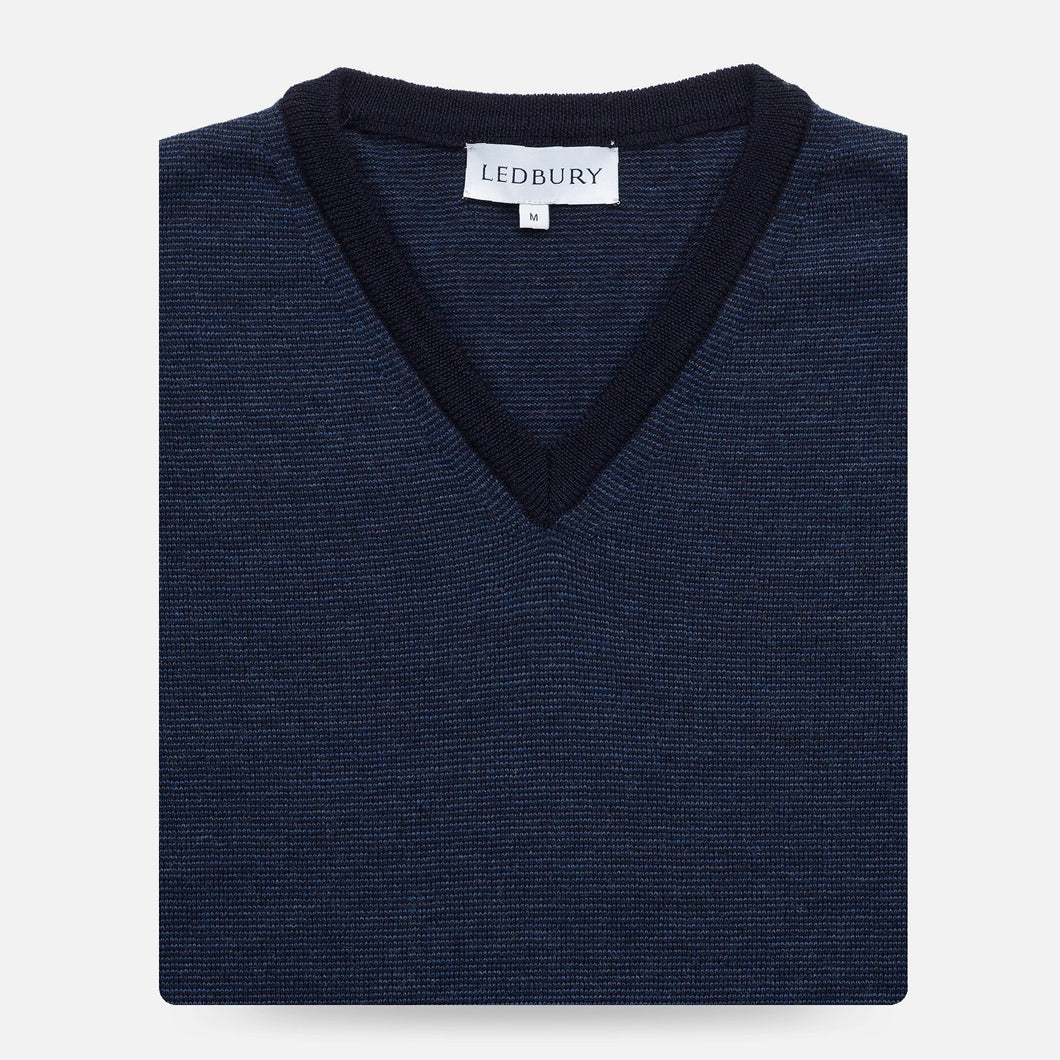The Navy Emmons Stripe V-Neck Sweater
