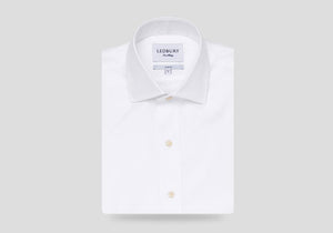The White Fine Twill Mid-Spread Dress Shirt Dress Shirt- Ledbury