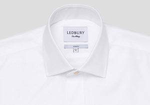 The White Fine Twill Mid-Spread Dress Shirt Dress Shirt- Ledbury