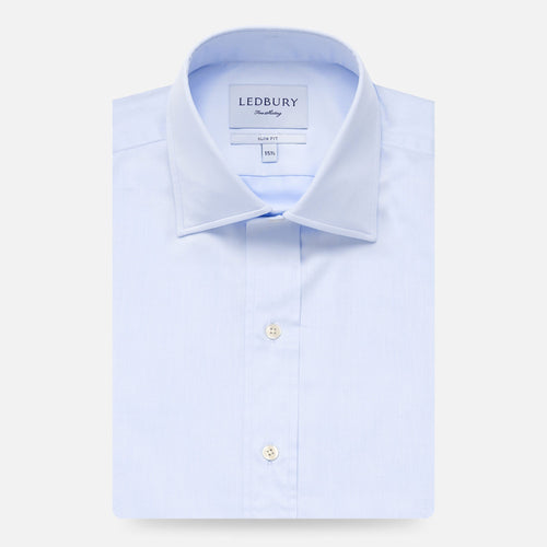 The Blue Fine Twill Mid-Spread Dress Shirt Dress Shirt- Ledbury