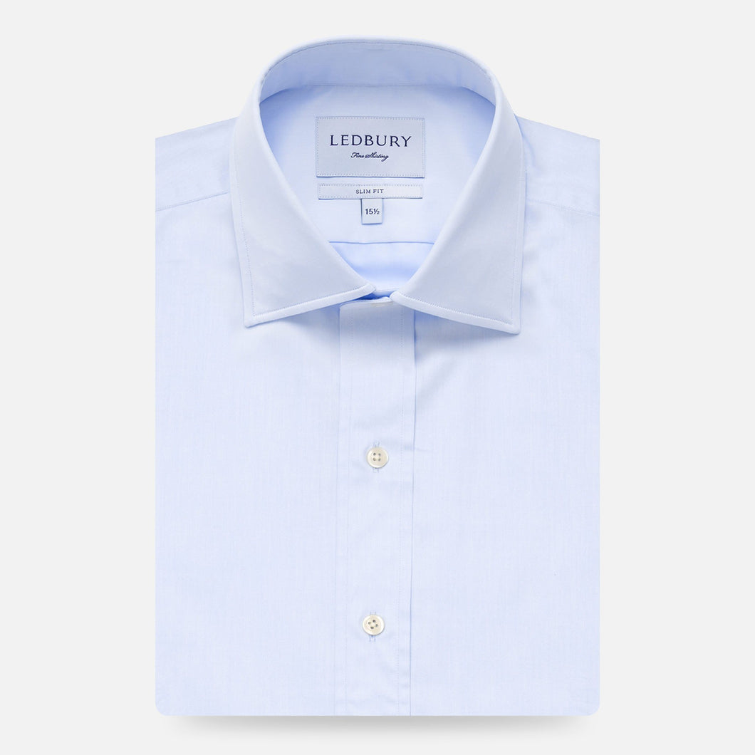 The Blue Fine Twill Mid-Spread Dress Shirt Dress Shirt- Ledbury