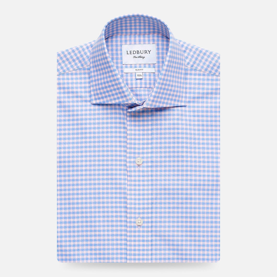 The Pink Prestwick Performance Gingham Dress Shirt Dress Shirt- Ledbury