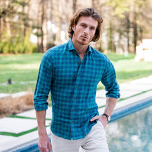 Load image into Gallery viewer, The Leaf McClellan Cotton Linen Gingham Casual Shirt Casual Shirt- Ledbury