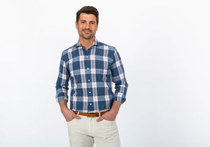 The Cadet Blue Rawls Plaid Casual Shirt Casual Shirt- Ledbury