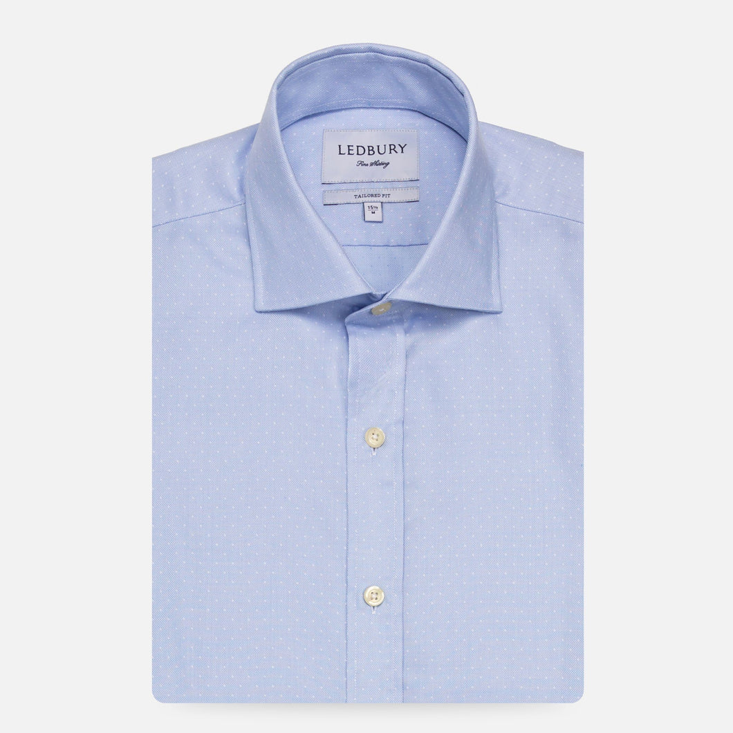 The Blue Dearborn Dot Dress Shirt Dress Shirt- Ledbury