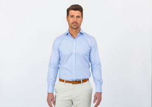 The Blue Dearborn Dot Dress Shirt Dress Shirt- Ledbury