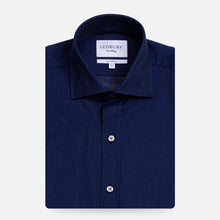 Load image into Gallery viewer, The Navy Ames Dobby Dot Dress Shirt Dress Shirt- Ledbury