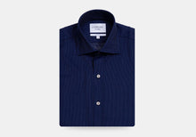 Load image into Gallery viewer, The Navy Ames Dobby Dot Dress Shirt Dress Shirt- Ledbury