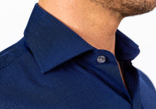 Load image into Gallery viewer, The Navy Ames Dobby Dot Dress Shirt Dress Shirt- Ledbury