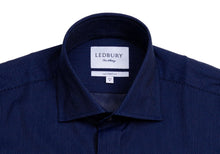 Load image into Gallery viewer, The Navy Ames Dobby Dot Dress Shirt Dress Shirt- Ledbury