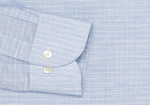 The Light Blue Crestwood Heather Windowpane Dress Shirt Dress Shirt- Ledbury