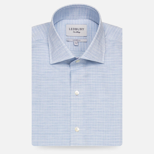The Light Blue Crestwood Heather Windowpane Dress Shirt Dress Shirt- Ledbury