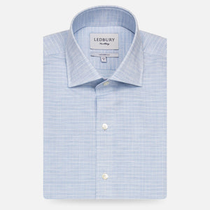 The Light Blue Crestwood Heather Windowpane Dress Shirt Dress Shirt- Ledbury