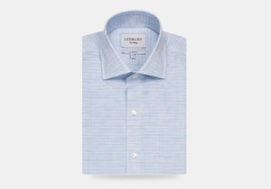 The Light Blue Crestwood Heather Windowpane Dress Shirt Dress Shirt- Ledbury