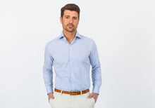 Load image into Gallery viewer, The Light Blue Crestwood Heather Windowpane Dress Shirt Dress Shirt- Ledbury