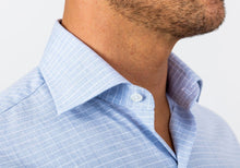 Load image into Gallery viewer, The Light Blue Crestwood Heather Windowpane Dress Shirt Dress Shirt- Ledbury