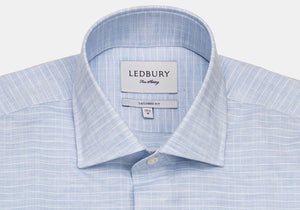 The Light Blue Crestwood Heather Windowpane Dress Shirt Dress Shirt- Ledbury