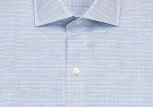 The Light Blue Crestwood Heather Windowpane Dress Shirt Dress Shirt- Ledbury