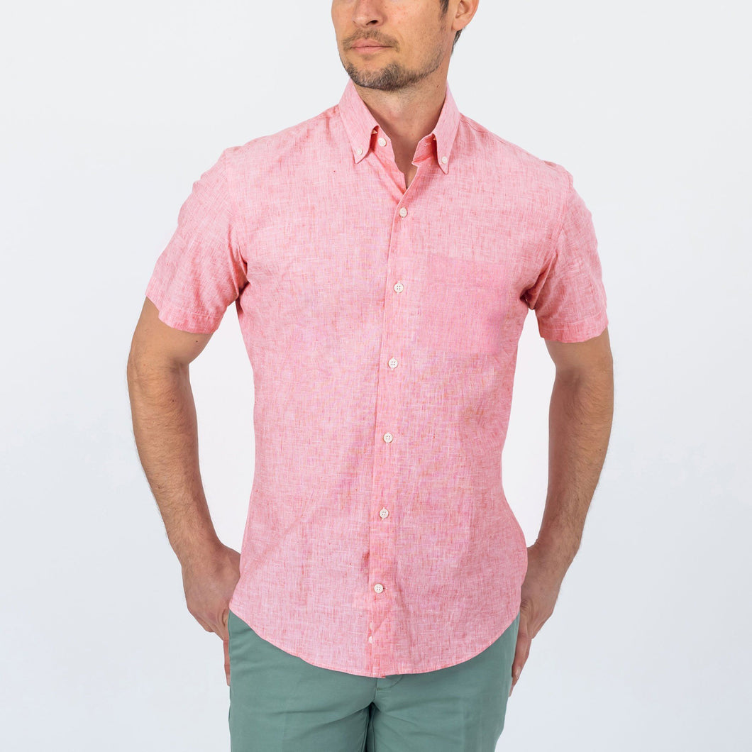 The Red Short Sleeve Covington Cotton Linen Casual Shirt Casual Shirt- Ledbury