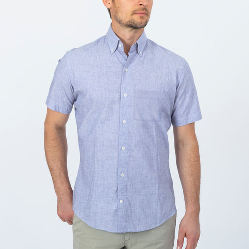 The Light Blue Short Sleeve Covington Cotton Linen Casual Shirt Casual Shirt- Ledbury