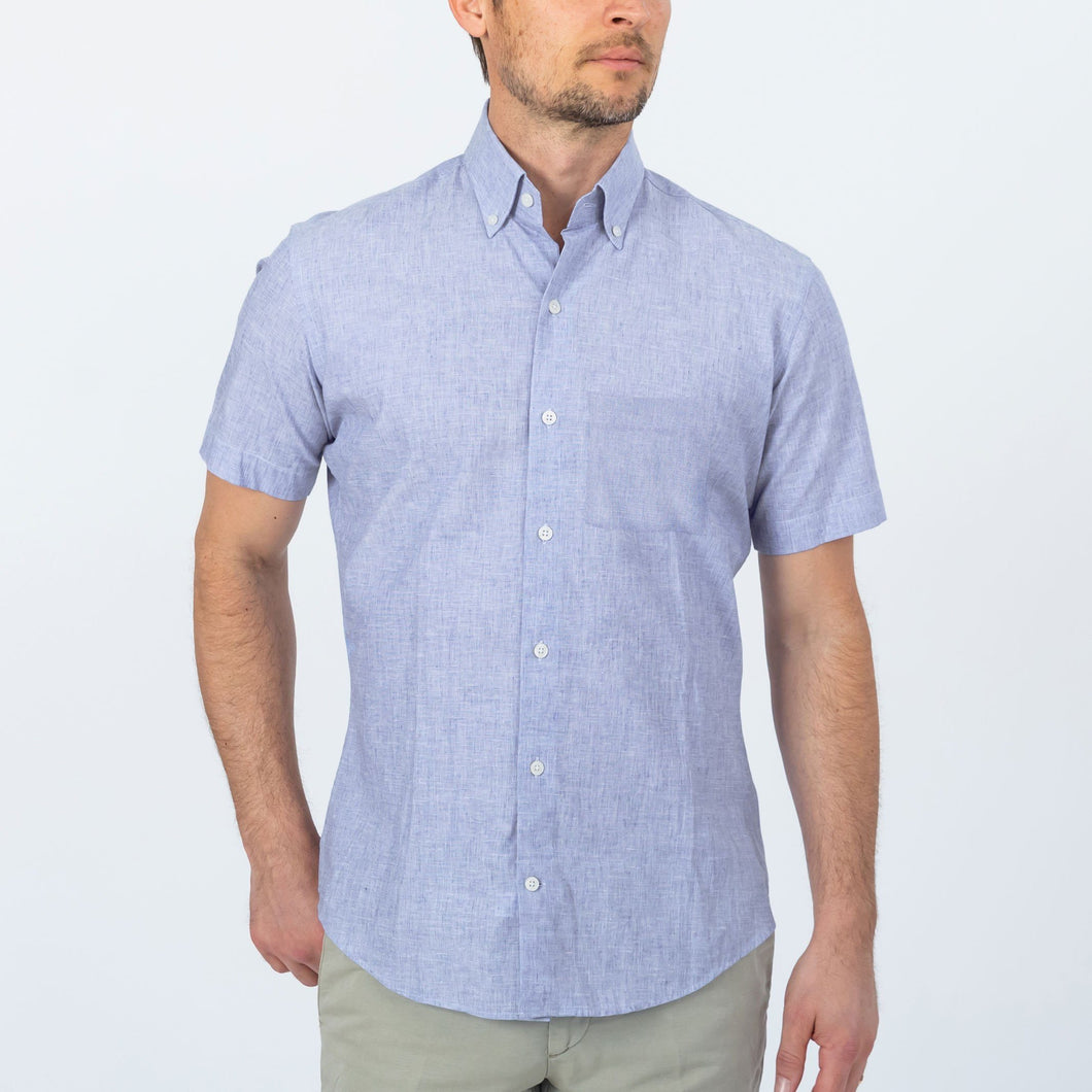 The Light Blue Short Sleeve Covington Cotton Linen Casual Shirt Casual Shirt- Ledbury