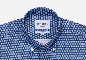 The Navy Short Sleeve Nowlen Dot Print Casual Shirt Casual Shirt- Ledbury