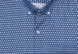The Navy Short Sleeve Nowlen Dot Print Casual Shirt Casual Shirt- Ledbury
