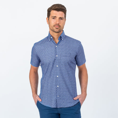 The Navy Short Sleeve Nowlen Dot Print Casual Shirt Casual Shirt- Ledbury