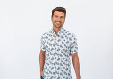 Load image into Gallery viewer, The Navy Short Sleeve Bennett Palm Print Casual Shirt