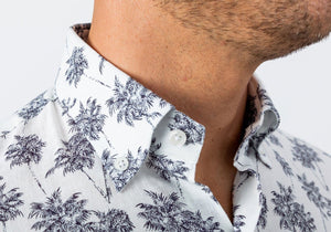 The Navy Short Sleeve Bennett Palm Print Casual Shirt