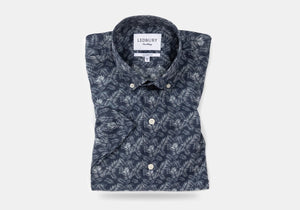 The Navy Short Sleeve Parke Printed Poplin Casual Shirt