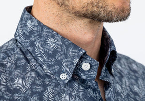 The Navy Short Sleeve Parke Printed Poplin Casual Shirt