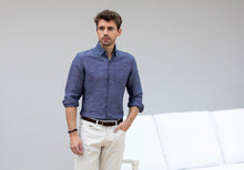 Load image into Gallery viewer, The Navy Allerton Cotton Linen Casual Shirt Casual Shirt- Ledbury