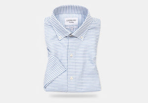 The Blue Short Sleeve Wysall Stripe Casual Shirt Casual Shirt- Ledbury