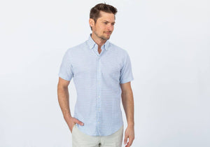 The Blue Short Sleeve Wysall Stripe Casual Shirt Casual Shirt- Ledbury