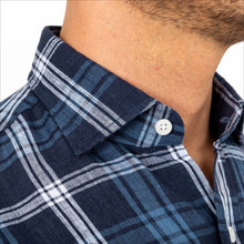 Load image into Gallery viewer, The Dark Blue Medlin Linen Plaid Casual Shirt Casual Shirt- Ledbury