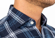 Load image into Gallery viewer, The Dark Blue Medlin Linen Plaid Casual Shirt Casual Shirt- Ledbury