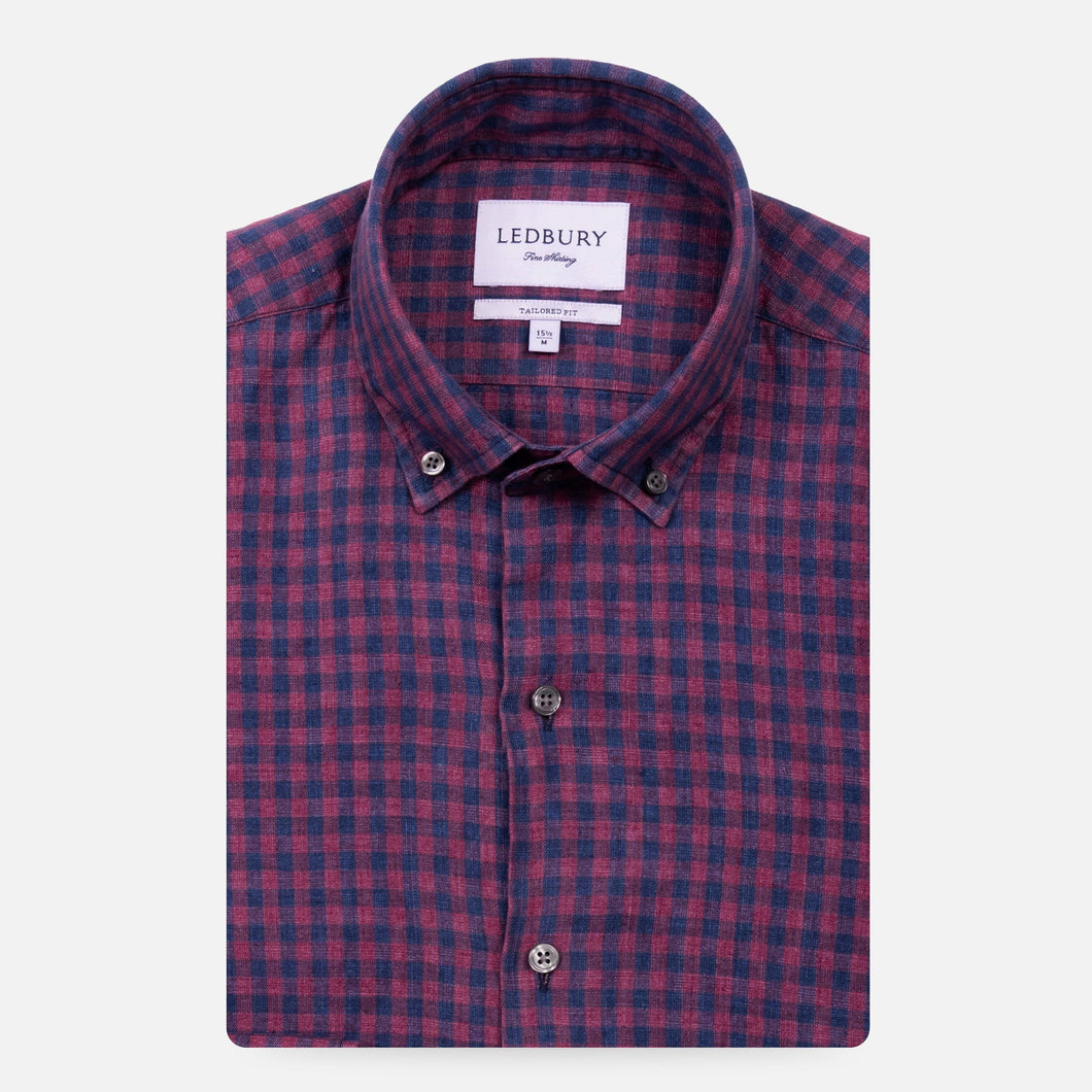 The Currant Grayton Cotton Linen Gingham Casual Shirt Casual Shirt- Ledbury