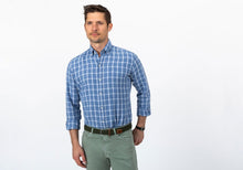 Load image into Gallery viewer, The Dark Blue Rowan Cotton Linen Windowpane Casual Shirt Casual Shirt- Ledbury